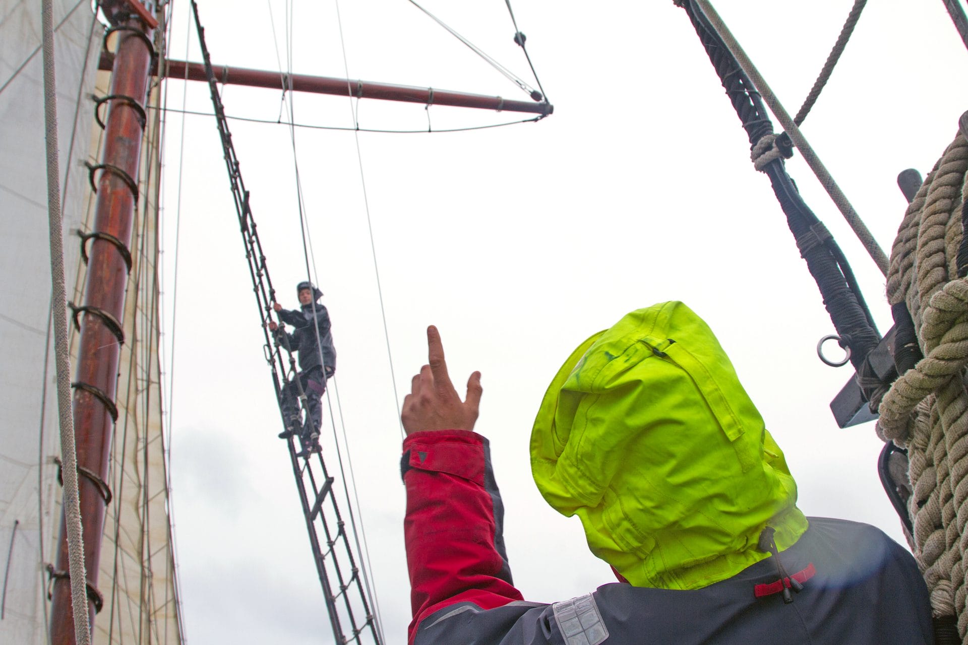 Participante estagiário no navio Atyla vela líder da tripulação do navio cv intership voluntário