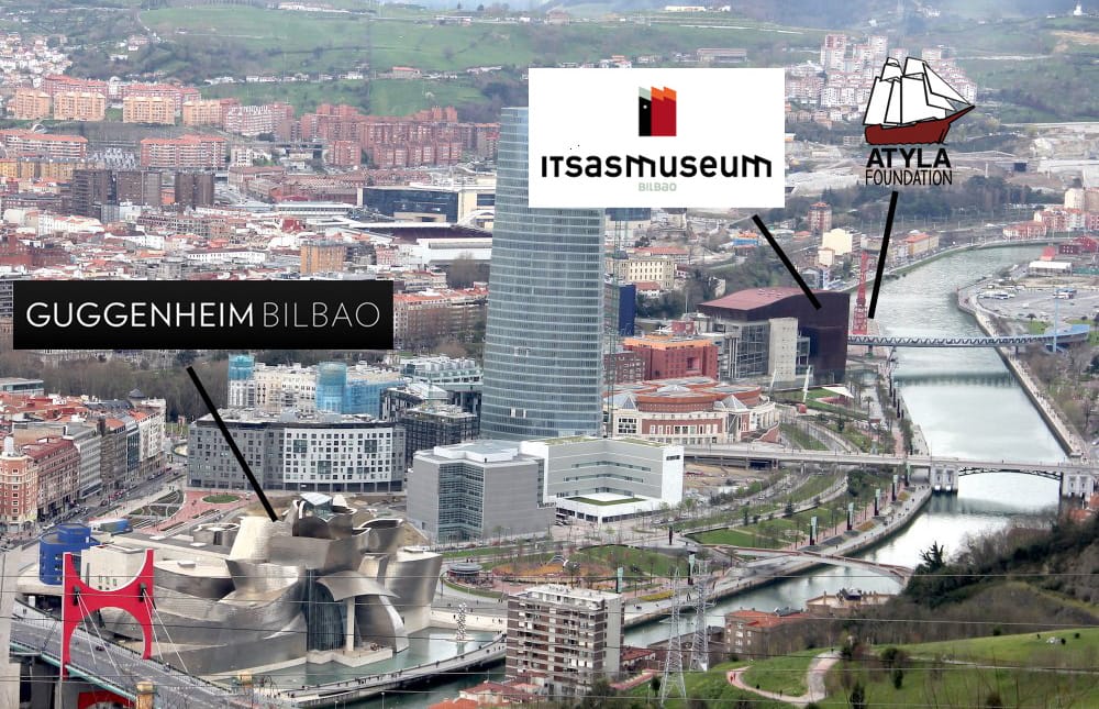 Bilbao-Mündungsstandorte Gugenheim-Museum Schifffahrtsmuseum ATYLA-Stiftung Luftbild