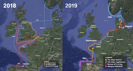 Viatges de la Fundació Atyla Ship 2018 2019 Mapa de rutes