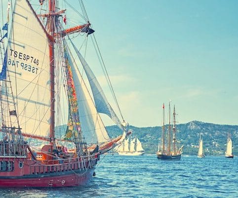 Cadiz Parade Tall Ships Maritiem Festival Zeilen Atyla Scheepsstichting Races Bezoek Dagtocht Welkom Schip Blauw