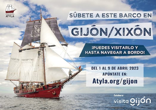Escursioni a Barco Gijón Semana Santa 2023 Velero Atyla Poster Compartir Grande