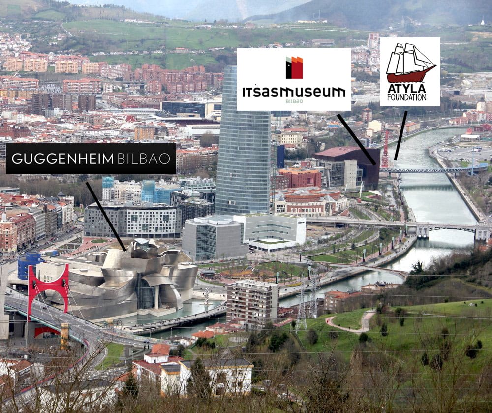 Bilbao Estuary Gugenheim Museum ITSASMUSEUM Maritiem Museum ATYLA Scheepsstichting Aerlial Picture