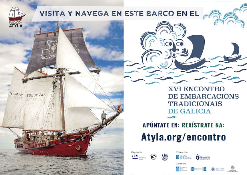 Cartel Atyla, Visita Sada, Encontro De Embarcacións Tradicionais De Galicia, Entradas, Viaje En Velero, Excrusión En Velero, Puertas Abiertas Gratis